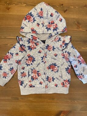 Tommy Hilfiger Gray Floral Zip Up Hoodie (12M)